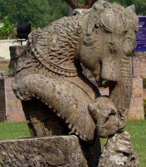 Preserved ruined sculpture in front of Museum