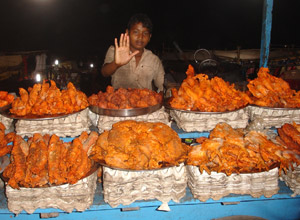 Cart with Fish, Prawn & Crab Dishes