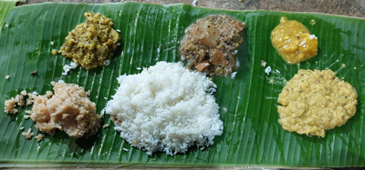 Mahaprasad served on banana leaf