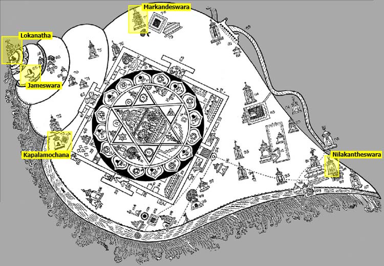 Location of Pancha Pandava Temple in Sankha Khetra map