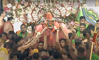 Lord Balabhadra approaching Snana Mandapa