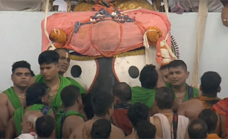 Lord Jagannath established on Snana Mandapa